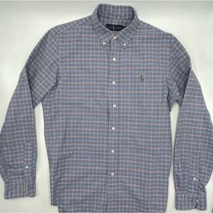 Ralph Lauren Shirt Medium Men's Button Down Plaid Blue‎ Multi Color Pony Thick